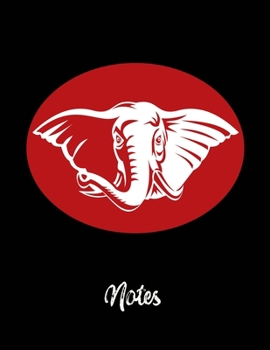 Notes: Red and White Elephant Design on Black Background|Glossy Cover|8.5 x 11| 110 pages| College-Ruled|Perfect for Notes, Lists, Journaling or Gift for Elephant Lover