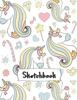 Paperback Sketchbook: Cute Unicorn, Large Journal With Blank Paper For Drawing And Sketching for Girls, 109 Pages, 8.5" x 11" (Kids Drawing Book