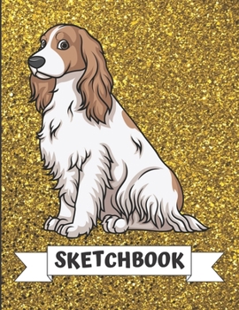 Sketchbook: White Brown English Cocker Spaniel Dog Cover Design with Glitter Printed Notebook and Journal. Perfect Doodling, Sketching and Writing Book for Kids and Adult of All Ages.