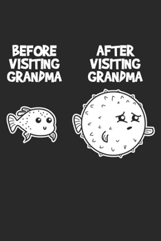 Before visiting Grandma After visiting Grandma: Grandmother Visit Fully Eaten Grandchild Blowfish Notebook 6x9 Inches 120 lined pages for notes Notebook 6x9 Inches - 120 lined pages for notes, drawing