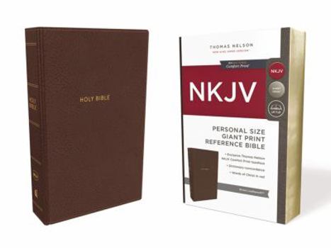 Paperback NKJV, Reference Bible, Personal Size Giant Print, Imitation Leather, Brown, Red Letter Edition, Comfort Print [Large Print] Book