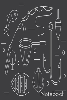 Paperback Notebook: Vintage Fishing Hooks Fish Rods Nets Book Notepad Notebook Composition and Journal Gratitude Dot Diary Book