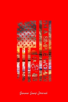 Summer Camp Journal: Simple Woman American Flag Camping Beach Cute Christmas Gift - Red Ruled Lined Notebook - Diary, Writing, Notes, Gratitude, Goal Journal - 6x9 120 pages