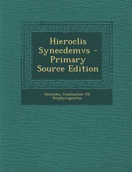 Paperback Hieroclis Synecdemvs - Primary Source Edition [Italian] Book