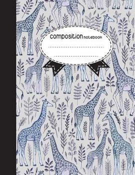Composition Notebook, 8.5 x 11, 110 pages: Blue Giraffes :