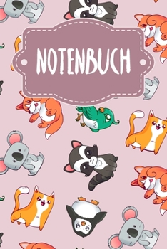 Paperback Notenbuch: Notenheft f?r Sch?ler und Studenten - Motiv: Rosa Tierwelt [German] Book
