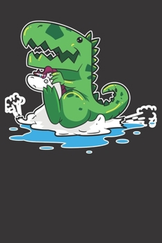 Paperback Notebook: Birthday Swimming Pool Party Dinosaur Swim Dot Grid 6x9 120 Pages Book