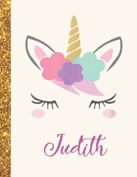 Judith: Judith Unicorn Personalized Black Paper SketchBook for Girls and Kids to Drawing and Sketching Doodle Taking Note Marble Size 8.5 x 11