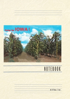 Paperback Vintage Lined Notebook Greetings from Iowa, Corn Field Book