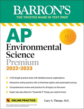 Paperback AP Environmental Science Premium, 2022-2023: Comprehensive Review with 5 Practice Tests, Online Learning Lab Access + an Online Timed Test Option Book