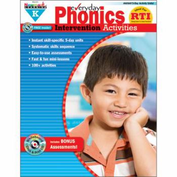 Paperback Everyday Phonics Intervention Activities Grade K New! [With CDROM] Book