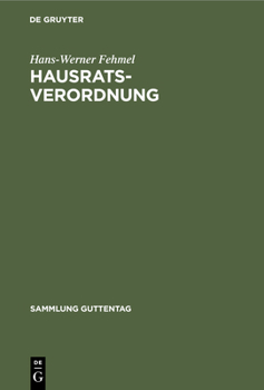 Hardcover Hausratsverordnung [German] Book