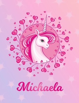 Paperback Michaela: Unicorn Large Blank Primary Sketchbook Paper - Pink Purple Magical Horse Personalized Letter M Initial Custom First Na Book