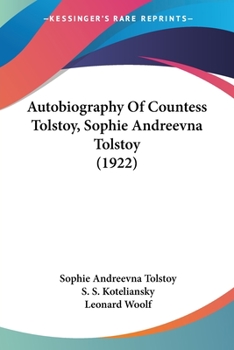 Paperback Autobiography Of Countess Tolstoy, Sophie Andreevna Tolstoy (1922) Book