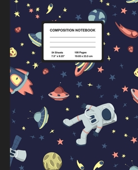 Paperback Composition Notebook: Space Planets - Wide Ruled Paper Journal - Blank Lined Workbook for Teens Kids Students Girls, for Home School & Writi Book