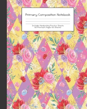 Paperback Primary Composition Notebook: Alice in Wonderland -Grades K-2 - Handwriting Practice Paper-Primary Ruled With Dotted Midline - 100 Pgs 50 Sheets - P Book