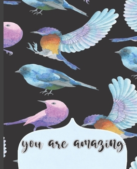 You Are Amazing: College Ruled Notebook, Lined Writing Journal, Notebook for School and Work, Colorful Butterfly in Black Background Cover, 100 Pages, 7.5 x 9.25”