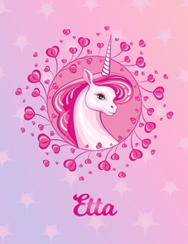 Paperback Etta: Etta Magical Unicorn Horse Large Blank Pre-K Primary Draw & Write Storybook Paper - Personalized Letter E Initial Cust Book