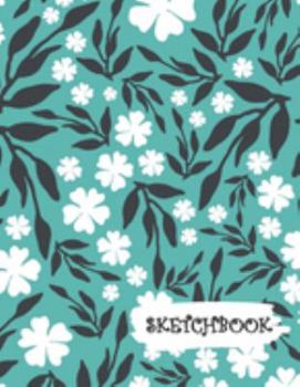 Sketchbook: Peach Flowers Teal Leaves Fun Framed Drawing Paper Notebook