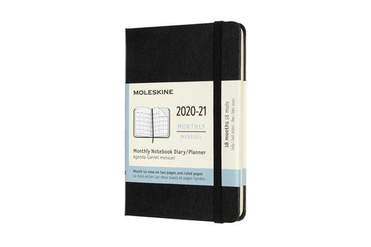 Calendar Moleskine 2020-21 Monthly Planner, 18m, Pocket, Black, Hard Cover (3.5 X 5.5) Book