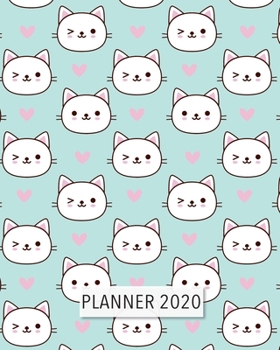 PLANNER 2020: Weekly Planner. Monthly Calendars, Daily Schedule, Important Dates, Mood Tracker, Goals and Thoughts all in One! Cute Cat Pattern