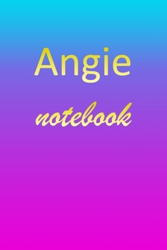 Angie: Blank Notebook | Wide Ruled Lined Paper Notepad | Writing Pad Practice Journal | Custom Personalized First Name Initial A Blue Purple Gold  | ... Homeschool & University Organizer Daybook