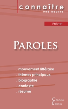 Paperback Fiche de lecture Paroles de Prévert (Analyse littéraire de référence et résumé complet) [French] Book