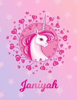 Paperback Janiyah: Unicorn Large Blank Primary Handwriting Learn to Write Practice Paper for Girls - Pink Purple Magical Horse Personaliz Book