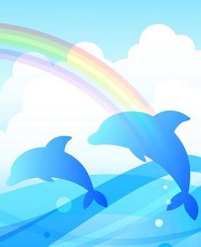 Paperback Composition Book: Cute design with dolphins and a rainbow Book