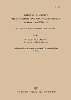 Paperback Einige Analytische Anwendungen Der Zincke-Königschen Reaktion [German] Book