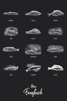 Mein Fangbuch: Fisch Sammlung mit Namen Vintage Zeichnung Englisch • Angelbuch • Fangbuch zum ausfüllen + Spruchsammlung • 120 Seiten (DIN A5/15x22cm) ... Fänge, Angeln Logbuch (German Edition)