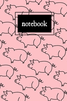 Paperback Pink and black pig print notebook: novelty pig notebook 6"x9" Book