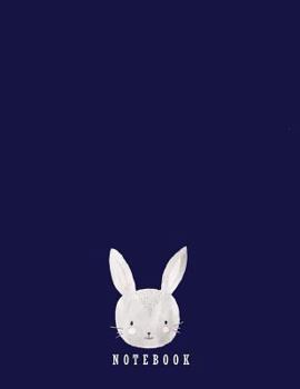 Paperback Notebook: Cute bunny on dark blue cover and Dot Graph Line Sketch pages, Extra large (8.5 x 11) inches, 110 pages, White paper, Book