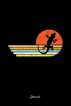 Journal: Dot Grid Journal - Gecko Sunset Retro Stripes Vintage Lizard Halloween Gift - Black Dotted Diary, Planner, Gratitude, Writing, Travel, Goal, Bullet Notebook