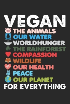 Vegan the animal our water worldhunger: Vegan Animal Rights Protect Earth Health Planet Notebook 6x9 Inches 120 dotted pages for notes, drawings, formulas | Organizer writing book planner diary