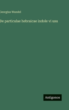 Hardcover De particulae hebraicae indole vi usu [Italian] Book
