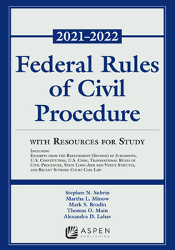 Paperback Federal Rules of Civil Procedure with Resources for Study: 2021-2022 Statutory Supplement Book