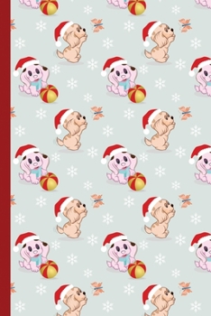 Blank Lined Notebook Journal For Christmas: Medium Ruled Book for Children, Teens and Adults - Santa Dog (College Ruled Line Paper)