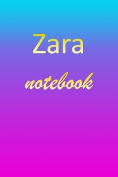 Zara: Blank Notebook | Wide Ruled Lined Paper Notepad | Writing Pad Practice Journal | Custom Personalized First Name Initial Z Blue Purple Gold  | ... Homeschool & University Organizer Daybook