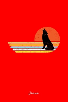 Paperback Journal: Dot Grid Journal - Howling Wolf Sunset Retro Stripes Vintage Halloween Gift - Red Dotted Diary, Planner, Gratitude, Wr Book