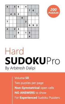 Paperback Hard Sudoku Pro: Book for Experienced Puzzlers (200 puzzles) Vol. 58 Book