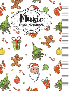 Paperback Music Sheet Notebook: Blank Staff Manuscript Paper with Christmas Themed Cover Design Book