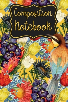 Paperback Bird and Flowers Composition Notebook: A 6x9, 102 page Vintage Floral Print Notebook Book