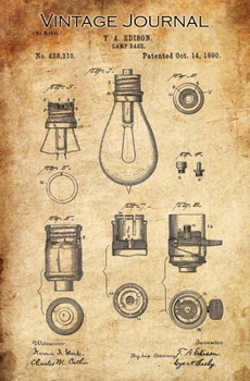 Vintage Journal: Lamp Base Patent by Thomas Alva Edison, 1890, Matte Cover