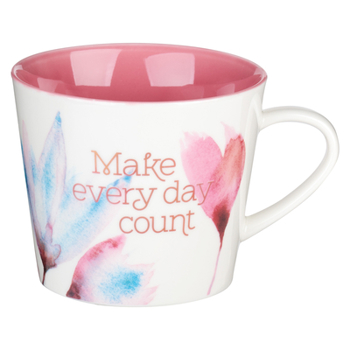 Misc. Heartfelt Coffee Mug Make Every Day Count, Pink Petals Book