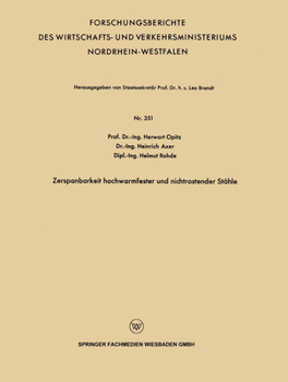 Paperback Zerspanbarkeit Hochwarmfester Und Nichtrostender Stähle [German] Book