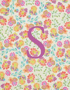 Paperback S: Monogram Initial S Notebook for Women and Girls-Bright Floral-120 Pages 8.5 x 11 Book