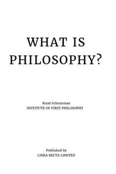 Paperback What is philosophy? Book