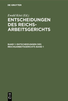 Hardcover Entscheidungen des Reichsarbeitsgerichts [German] Book