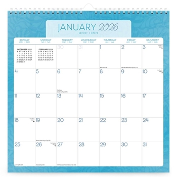Seaside Currents 2026 12 X 12 Inch (Hanging) Monthly Square Wire-O Calendar Sticker Sheet